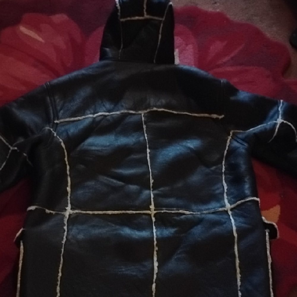 Men's Black Bomber Jacket with White Stitching